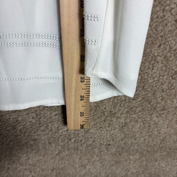 A.L.C. Gigi Shift Dress Womens 8 White Tonal Beaded Sleeveless V Neck Crepe Mini - Picture 4 of 11